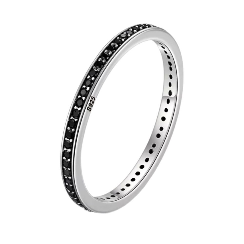 925 Sterling Silver Black CZ Band Ring